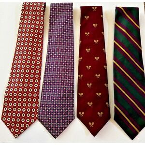 Vtg Polo Ralph Lauren Neck Tie Stripes Geometric Tennis 100% Silk Hand Made lot